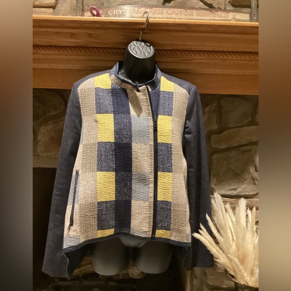 NWOT BCBG MAXAZARIA DENIM PATCHWORK JAKOB MOTO JACKET SZ. S - Picture 6 of 14